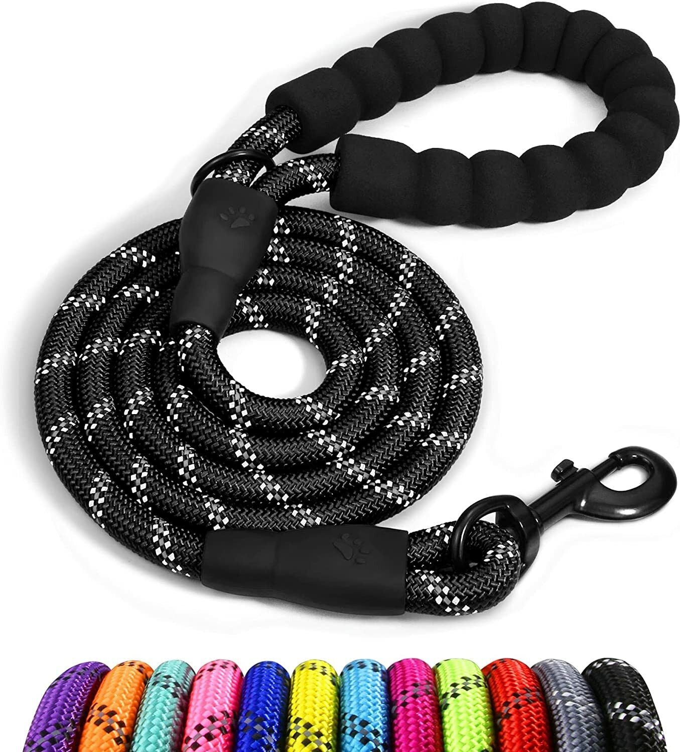 Extra Strong Reflective Rope Dog Lead with Foam Padded Handle Leash 5Ft 150Cm