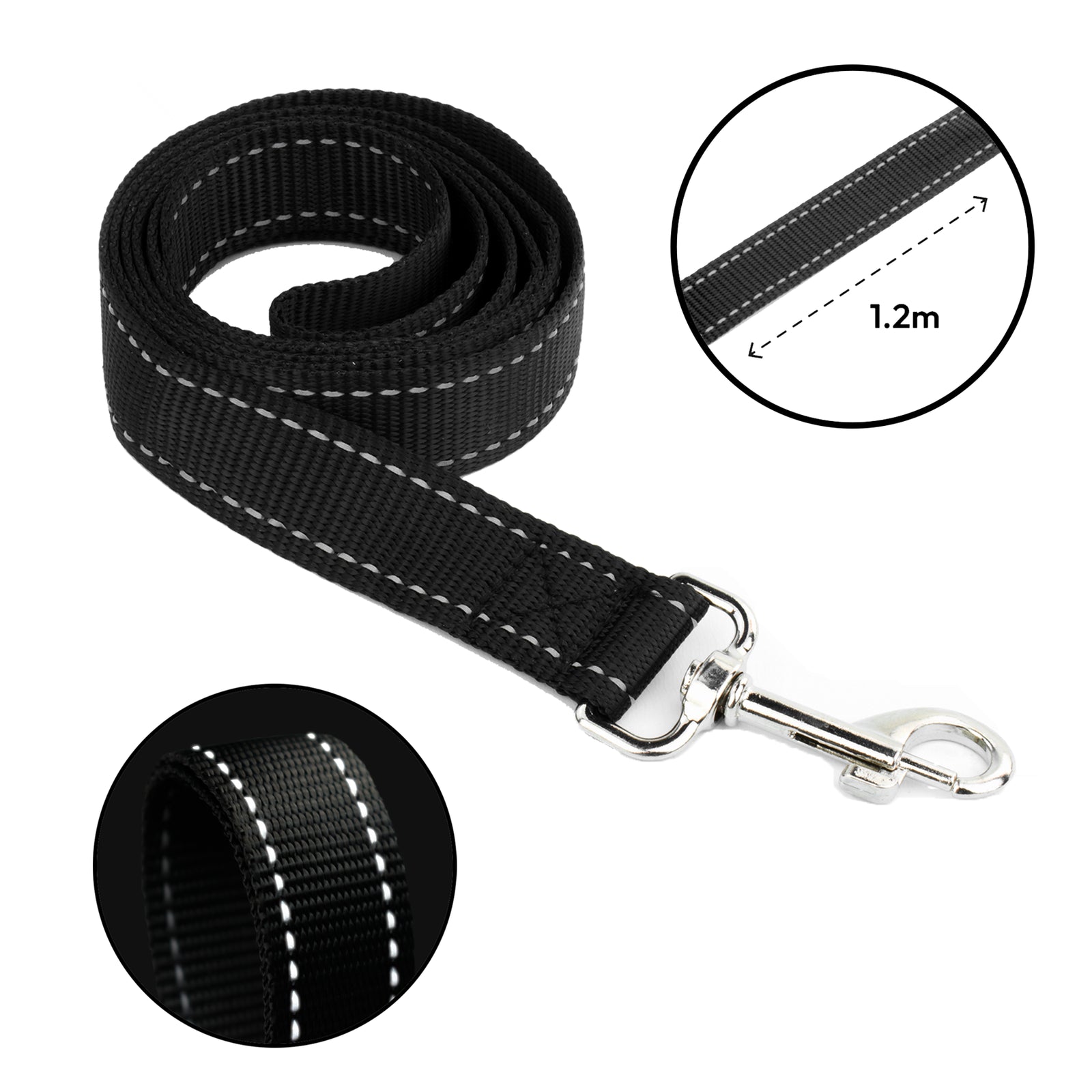 REFLECTIVE DOG LEAD 4FT 1.2M LONG STRONG NYLON PUPPY TRAINING WALK RECALL LEASH